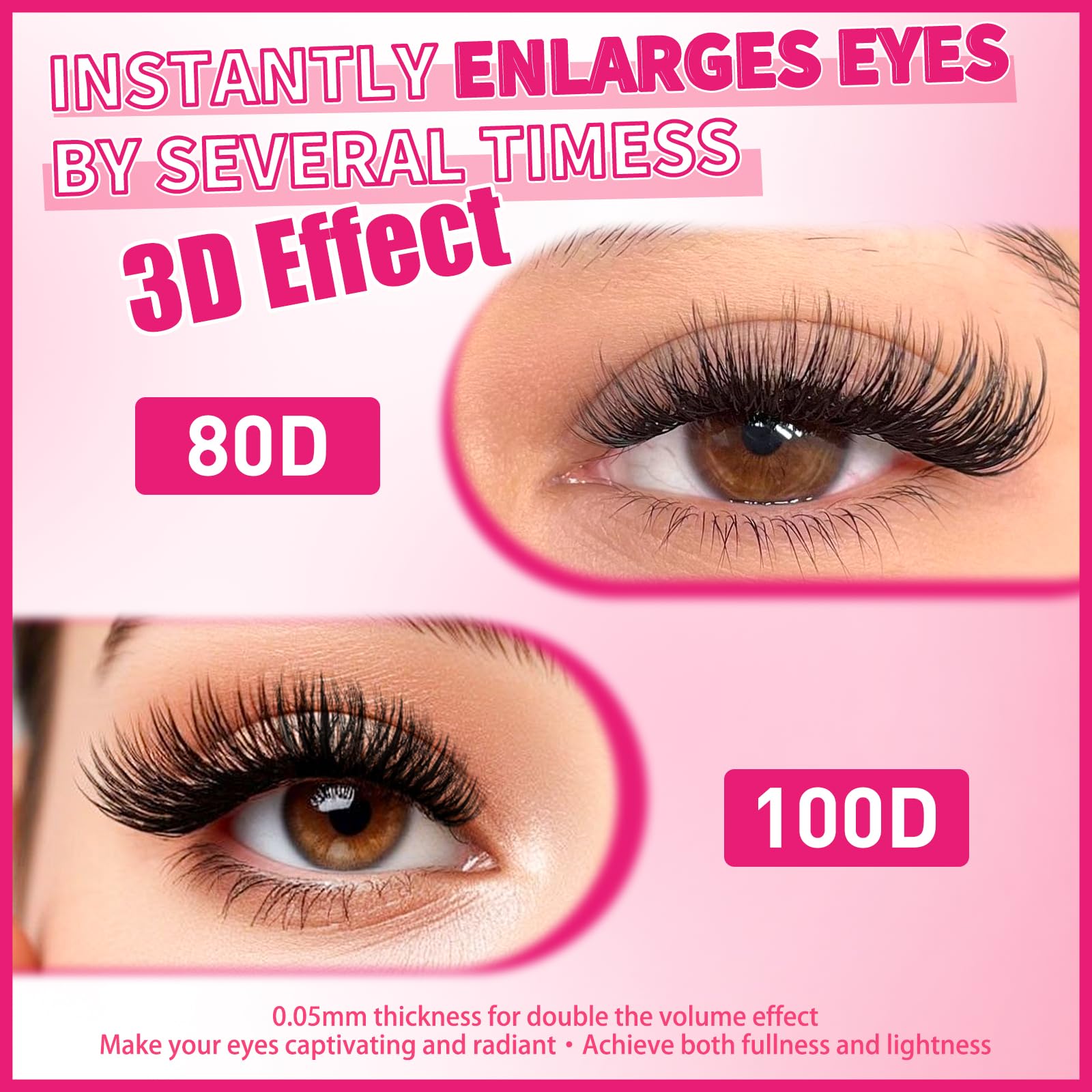 PRO LASHBEAUTY Lash Clusters Kit – 3D DIY Eyelash Extensions with Bond & Seal (80D+100D Mix)
