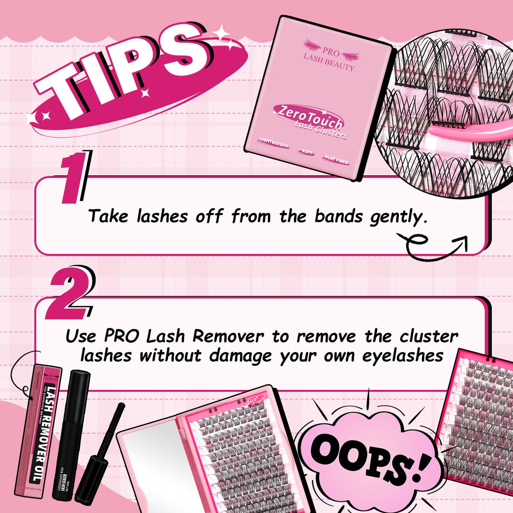 PRO LASHBEAUTY Lash Clusters 120 Pcs – DIY Lash Extensions, Downy-D-10-18 Mix