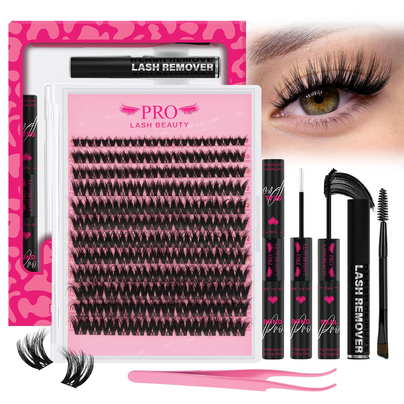 PRO LASHBEAUTY Spider Lash Clusters Kit – 144Pcs DIY 3D Lash Extensions