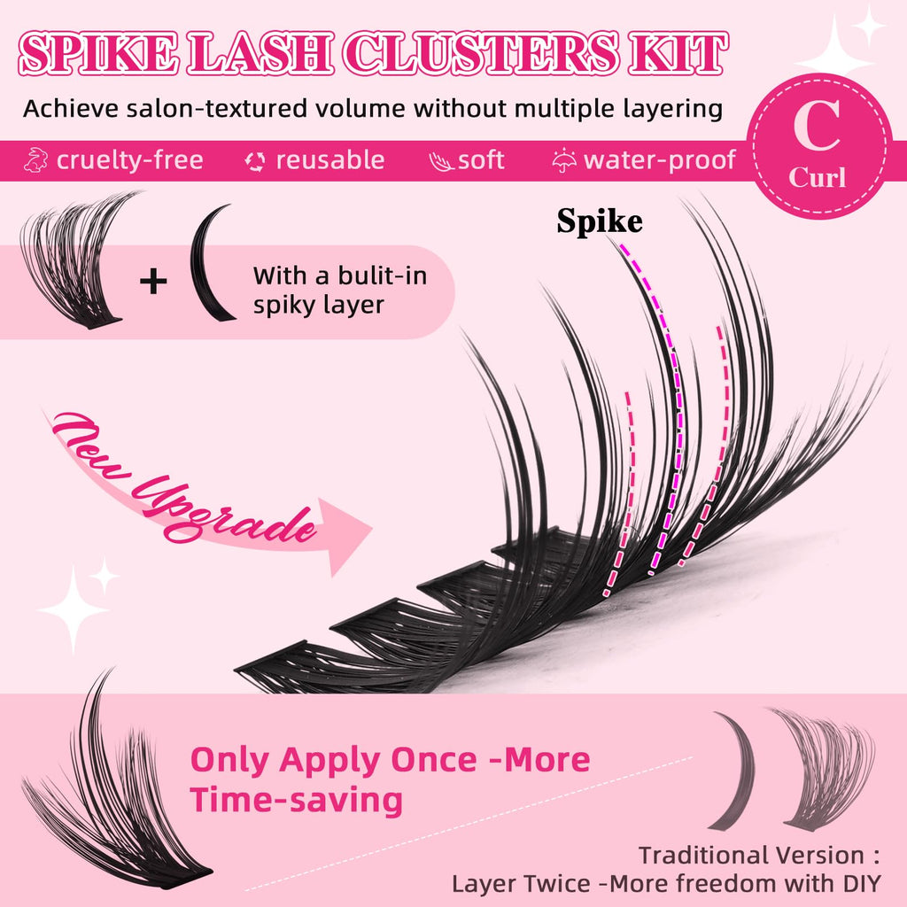 PRO LASHBEAUTY Manga Lash Clusters Kit 80D-100D-200D + Spikes | DIY Lash Extensions at Home