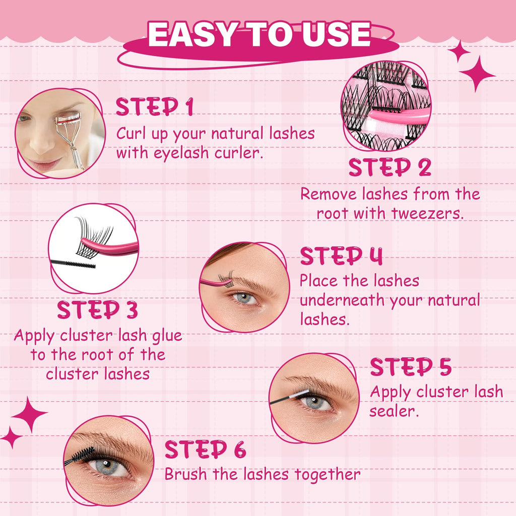 PRO LASHBEAUTY Lash Clusters 120 Pcs – DIY Lash Extensions, Downy-D-10-18 Mix