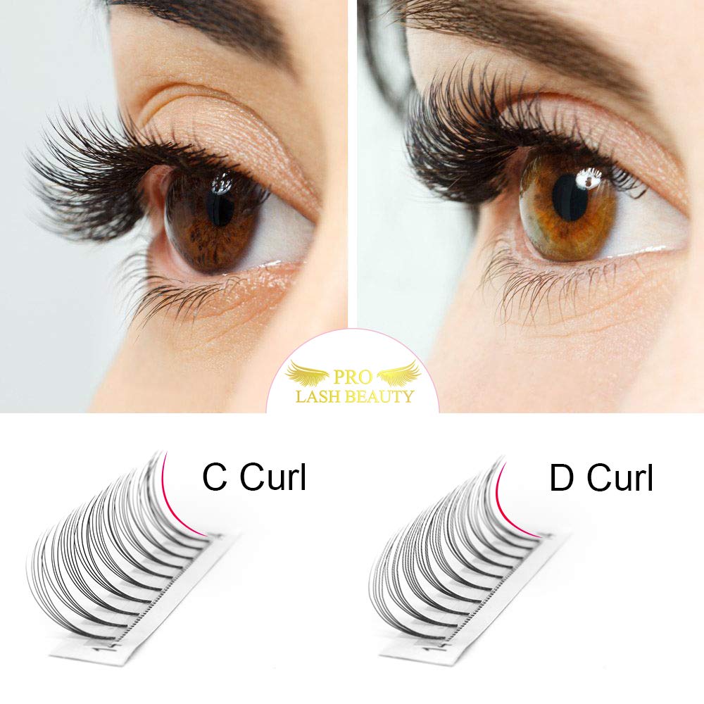 PRO LASHBEAUTY 5D Premade Volume Eyelash Extensions – Short Stem Fans, 9–20mm, 0.07–0.10 Curl