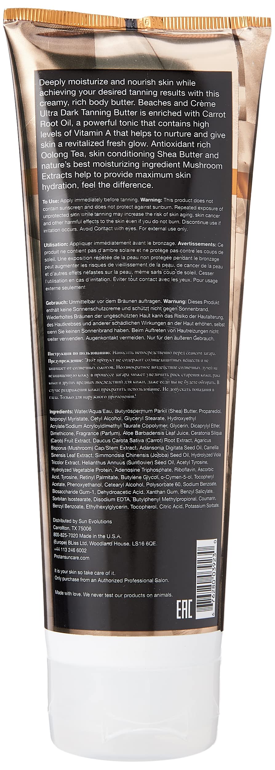 Pro Tan Beaches and Creme Tanning Butter (8.5 oz) — Indoor Tanning Lotion