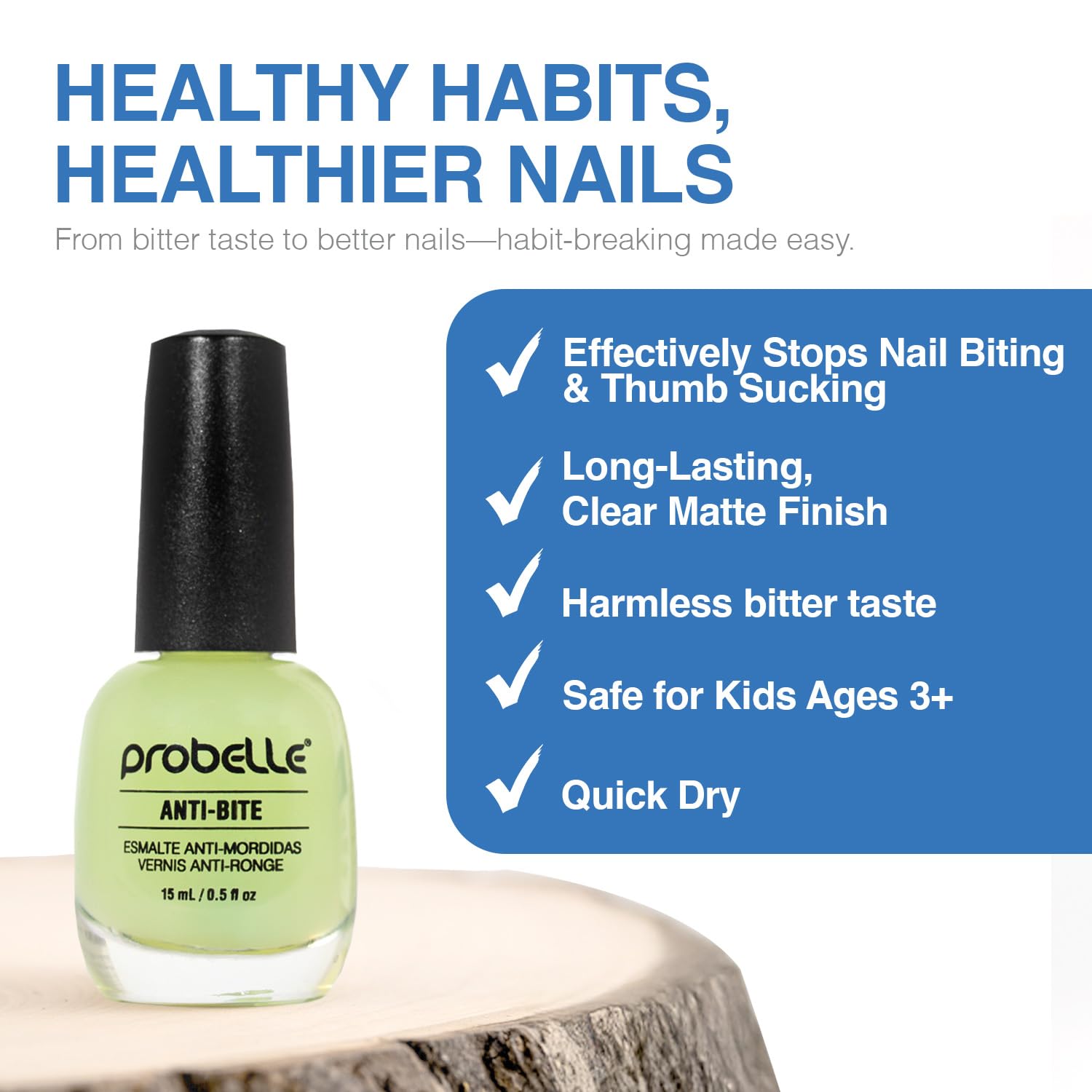 Probelle Anti-Bite Deterrent – Bitter Polish for Kids & Adults (0.5 oz)