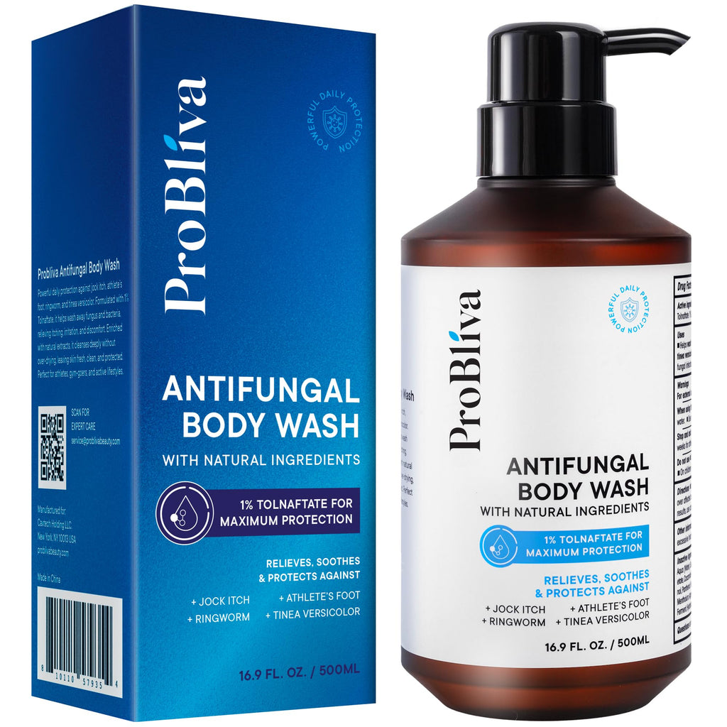 ProBliva Antifungal Body Wash – Medicated Cleanser with Tolnaftate 1% & Tea Tree Oil for Ringworm, Jock Itch, Foot Odor