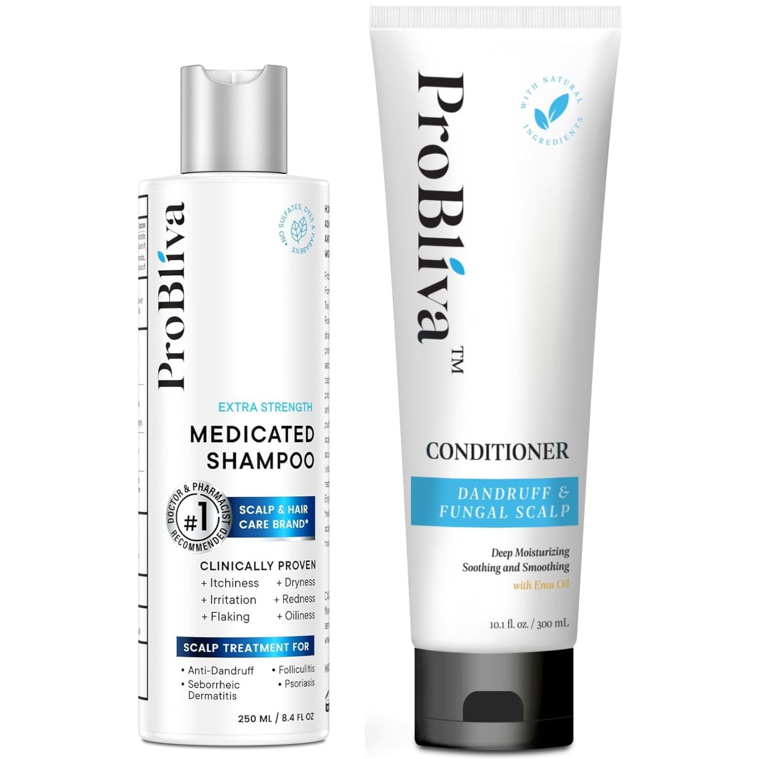 ProBliva Anti-Fungal Shampoo & Conditioner Set for Dry Scalp & Thinning Hair | Nourishing Oils