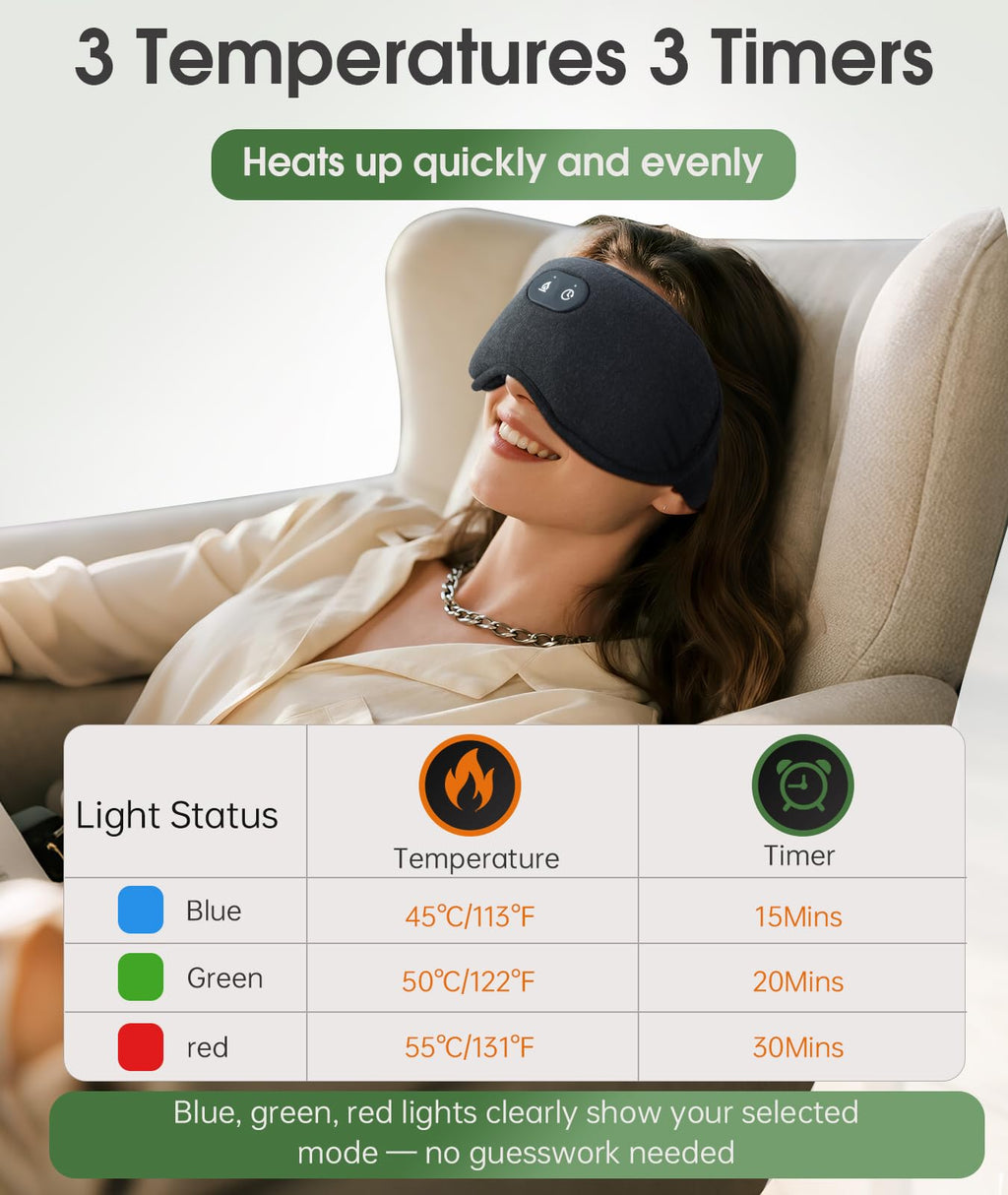 ProCIV Detachable Heated Eye Mask – Cordless Warmth & Cold Therapy for Deeper Sleep