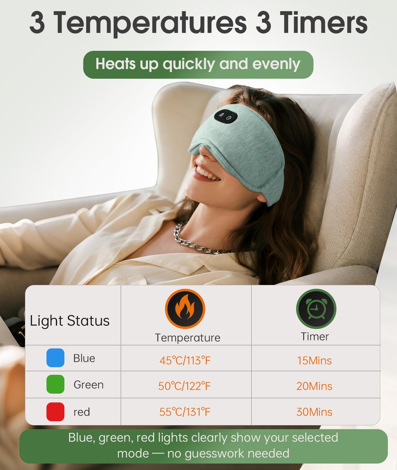 ProCIV Detachable Heated Eye Mask – Graphene Heat, Cold Pack, Algae Fiber, Travel Ready