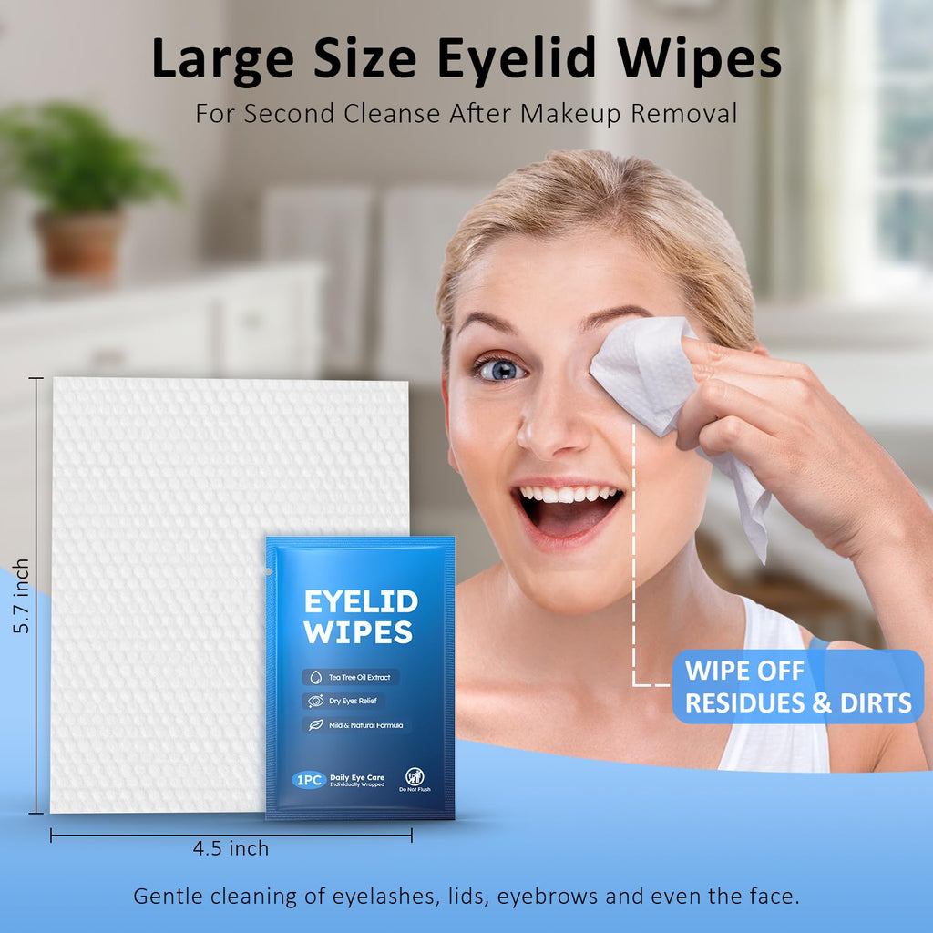 ProCIV 120-Pack Eyelid Cleansing Wipes for Itchy & Dry Eyes – Family Size Pack of 2
