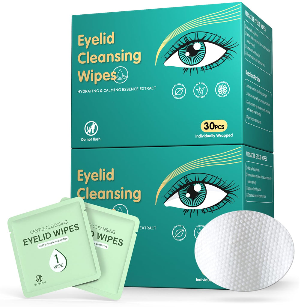 ProCIV 60-Count Eyelid Wipes – Tea Tree Oil & Hyaluronic Acid, Dual-Texture Eye Cleansing, Travel-Ready