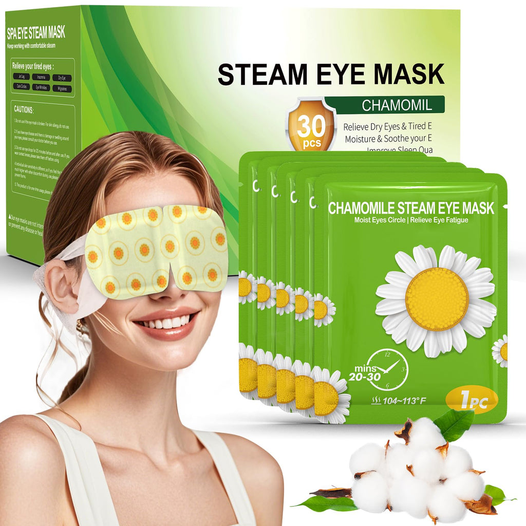 ProCIV 30-Pack Chamomile Steam Eye Masks – Warm Disposable Eye Masks for Dry Eyes & Relaxation