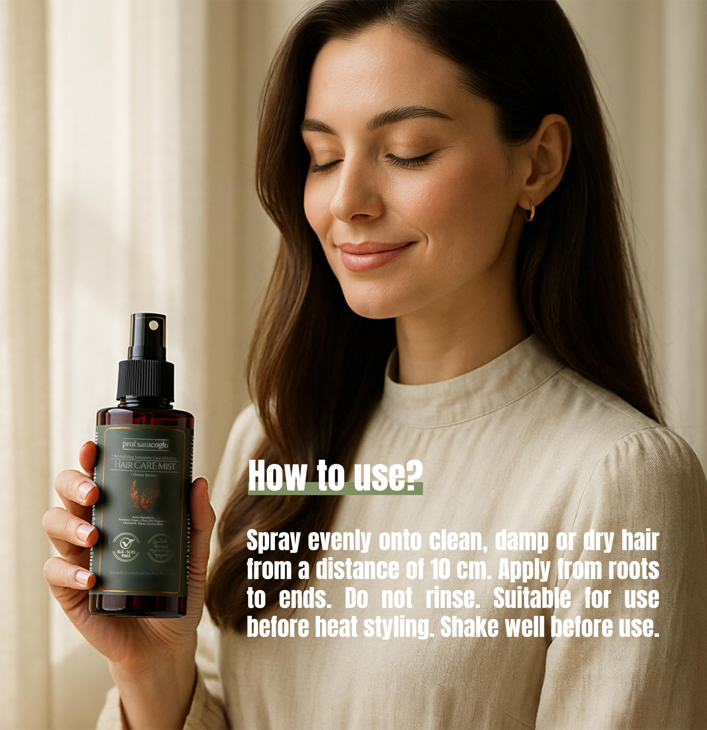 Prof Saracoglu Rosemary Mint Complex Hair Care Mist – Sulfate-Free Detangler & Scalp Treatment (6.76 fl oz)