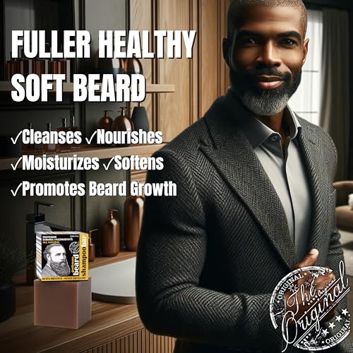 Professor Fuzzworthy's Beard Shampoo Bar for Extra Soft, Healthy Beard - Beer & Rhassoul Clay - 4.2 oz - Australia