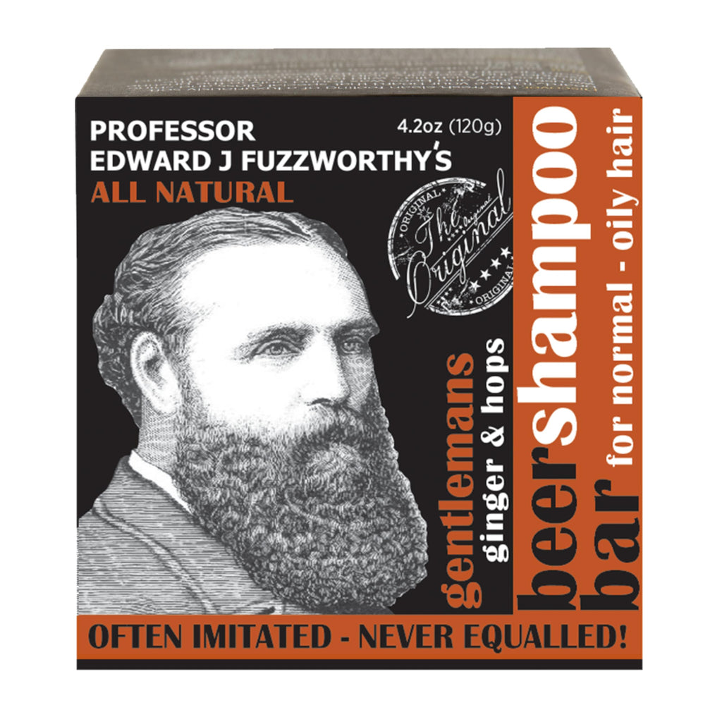 Professor Fuzzworthy's Gentlemans Beer Shampoo Bar – All-Natural Tasmanian Oils for Hair, Beard & Body (4.2 oz)
