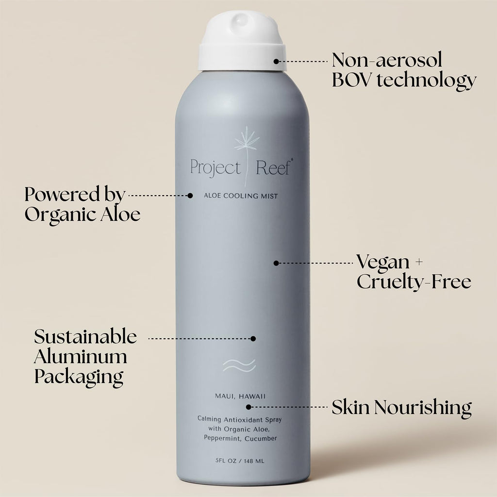 Project Reef Non-Aerosol Aloe Cooling Mist – Vegan, Ocean-Friendly After-Sun Hydration (5 oz)