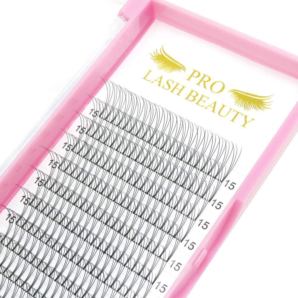 PRO LASHBEAUTY Premade Volume Eyelash Extensions – Short Stem 3D-C/D Curl, 0.07/0.10, 11mm