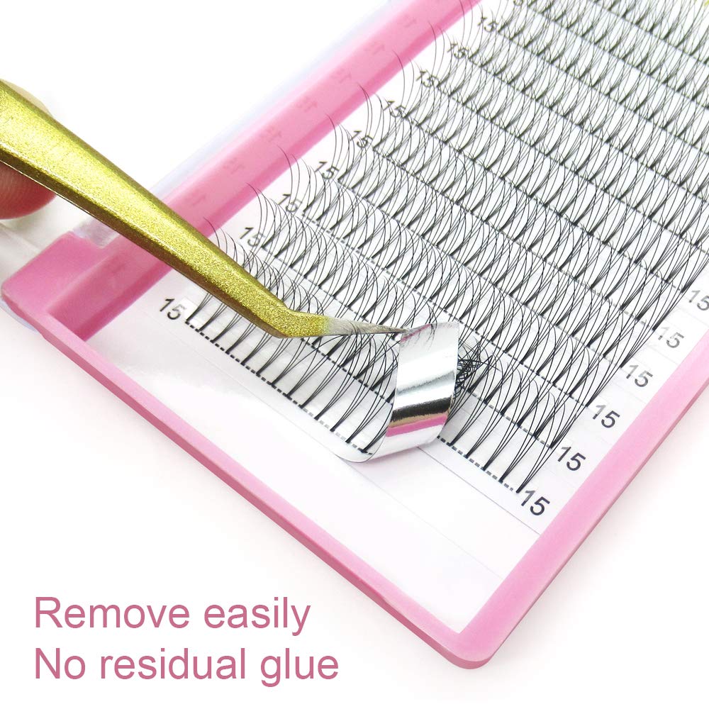 PRO LASHBEAUTY Premade Volume Eyelash Extensions – Short Stem 3D-C/D Curl, 0.07/0.10, 11mm