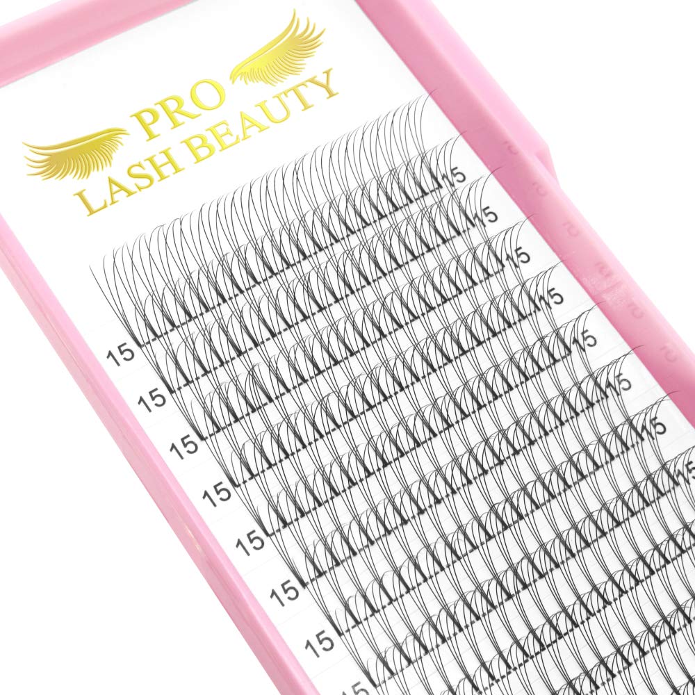 PRO LASHBEAUTY Premade Volume Eyelash Extensions – Short Stem 3D-C/D Curl, 0.07/0.10, 11mm