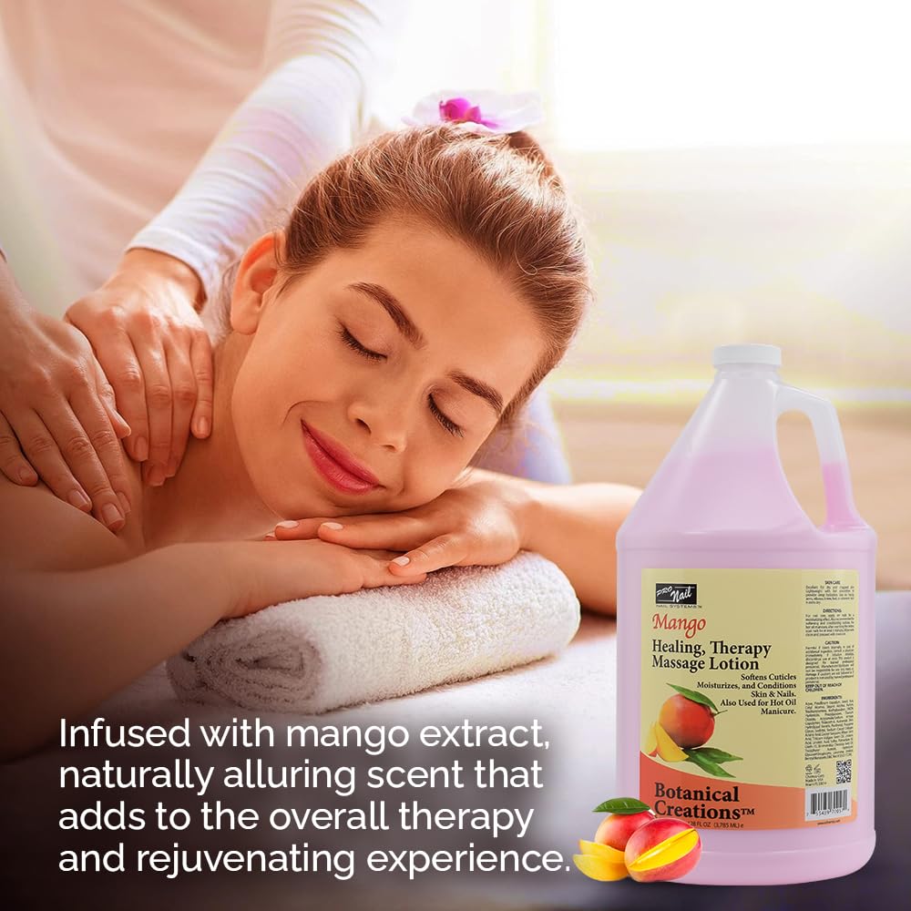 PRO NAIL Healing Therapy Massage Lotion Mango – 1 Gallon | Professional Pedicure, Body & Hot Oil Manicure