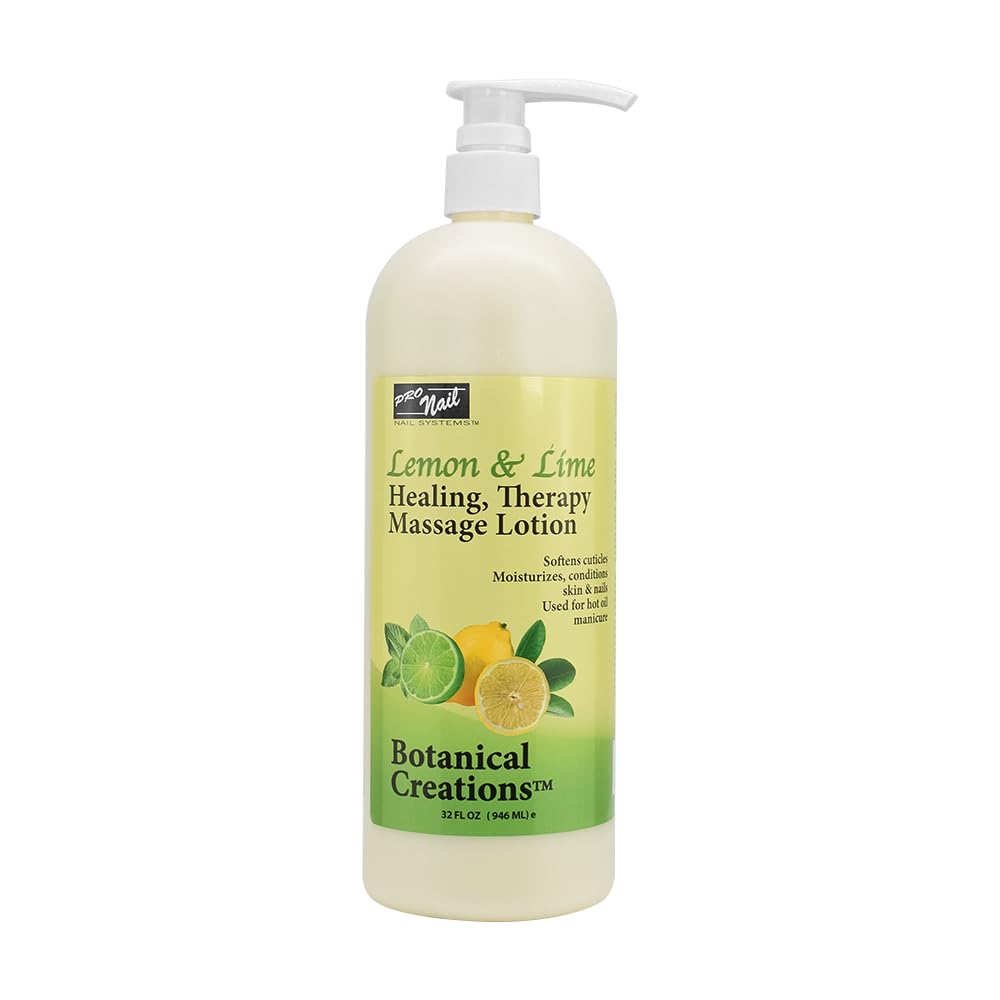 PRO NAIL Healing Therapy Massage Lotion – 32 oz Lemon & Lime for Professional Pedicure & Body Care