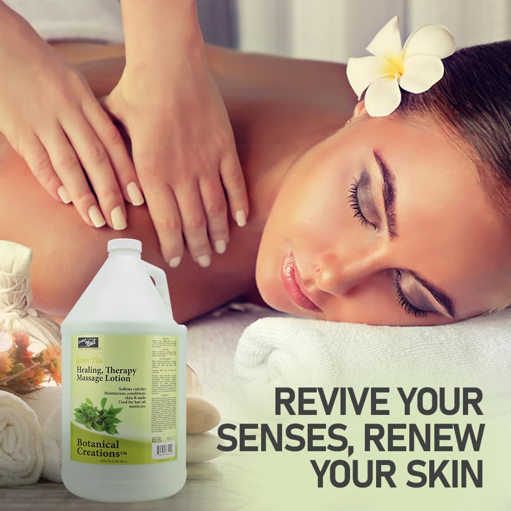 PRO NAIL Healing Therapy Massage Lotion – 1 Gallon, Green Tea – Spa Pedicure & Body Care