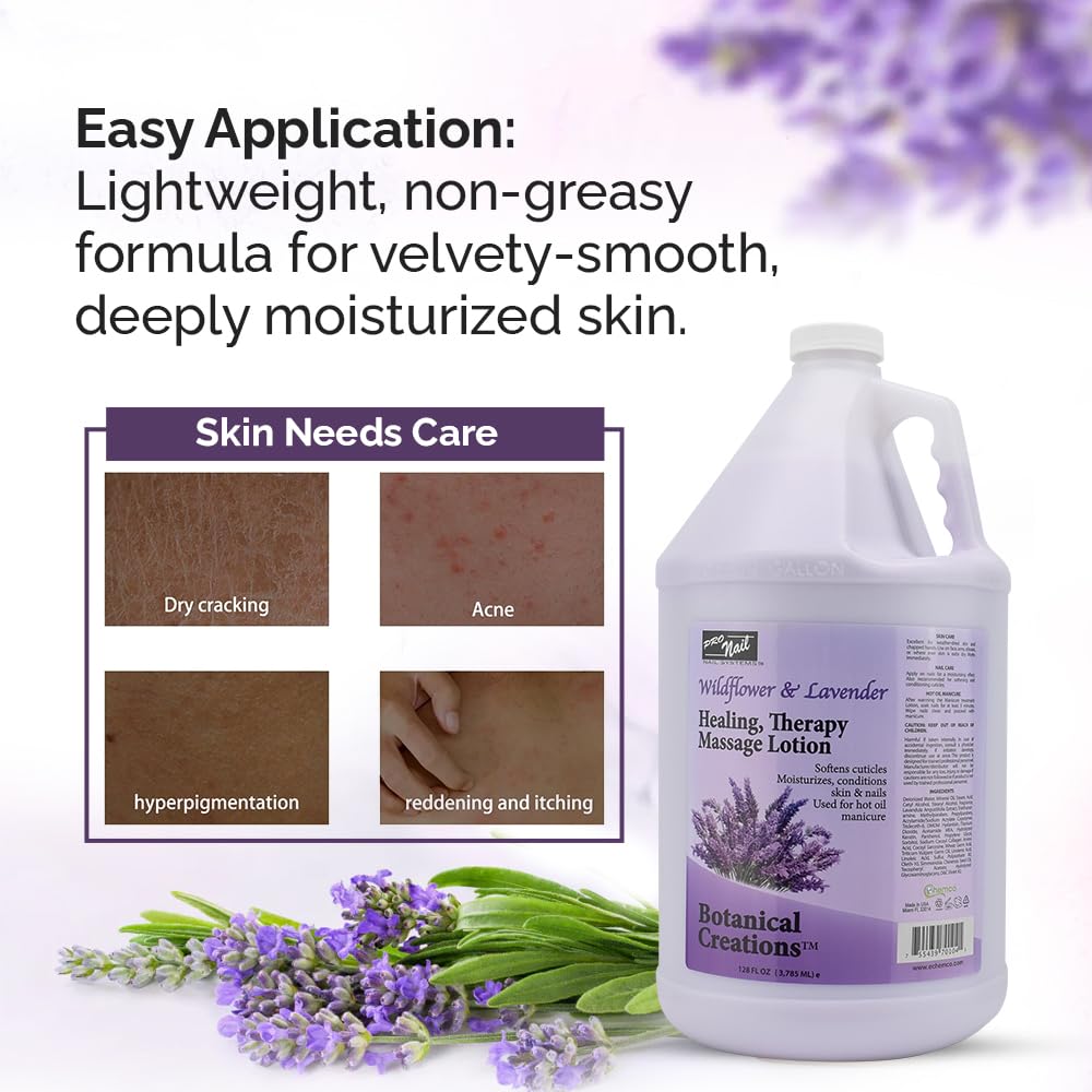 PRONAIL Healing Therapy Massage Lotion - Lavender, 1 Gallon | Hydrating Spa-Quality Massage Lotion