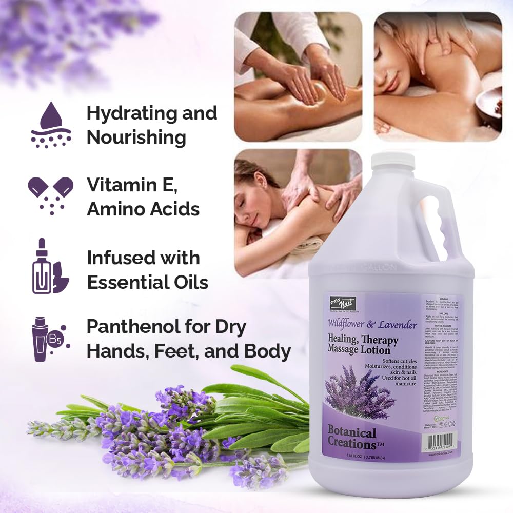 PRONAIL Healing Therapy Massage Lotion - Lavender, 1 Gallon | Hydrating Spa-Quality Massage Lotion