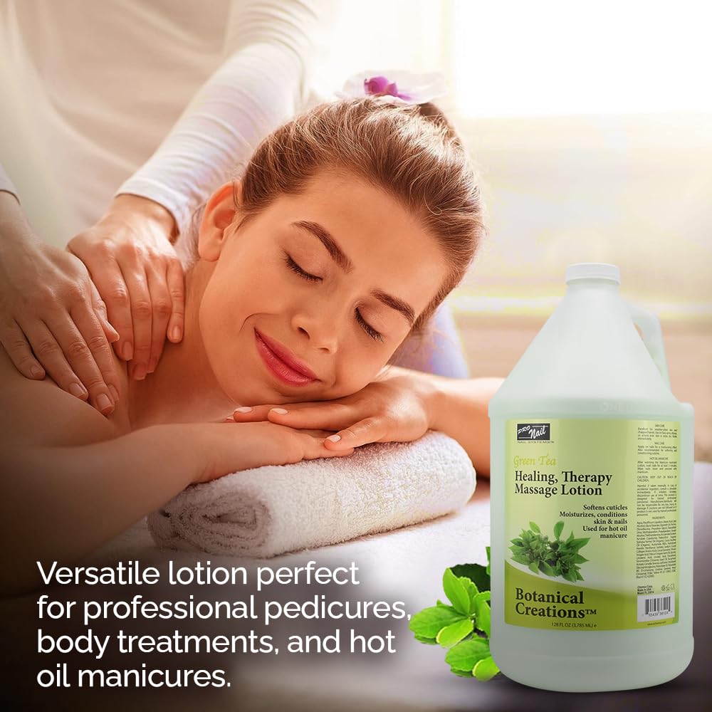 PRO NAIL Healing Therapy Massage Lotion – 1 Gallon, Green Tea – Spa Pedicure & Body Care