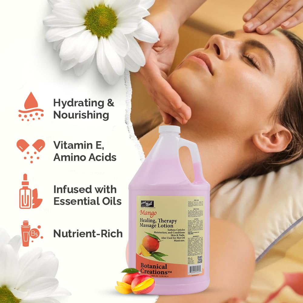 PRO NAIL Healing Therapy Massage Lotion Mango – 1 Gallon | Professional Pedicure, Body & Hot Oil Manicure