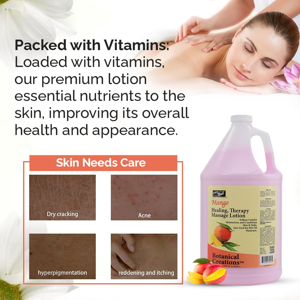 PRO NAIL Healing Therapy Massage Lotion Mango – 1 Gallon | Professional Pedicure, Body & Hot Oil Manicure