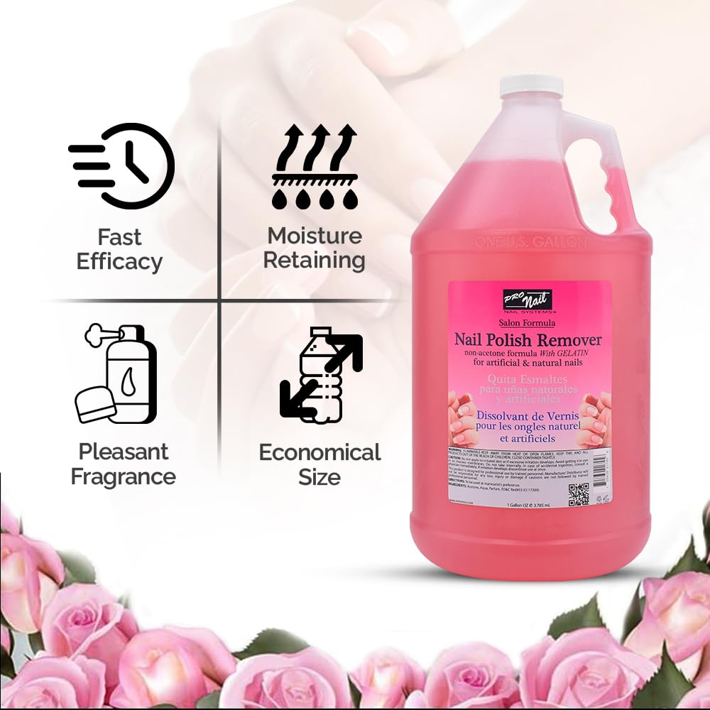 PRO NAIL Non-Acetone Nail Polish Remover – Professional, Maximum Strength, 1 Gallon