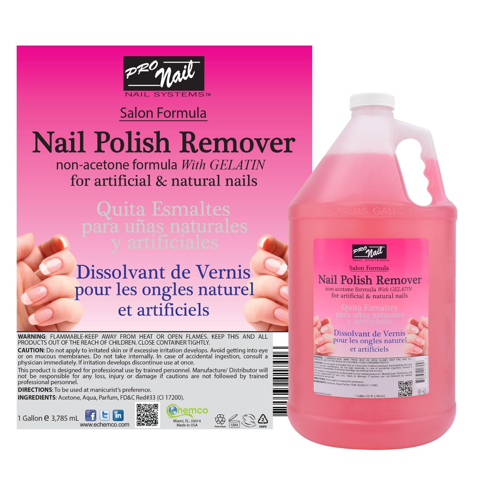 PRO NAIL Non-Acetone Nail Polish Remover – Professional, Maximum Strength, 1 Gallon