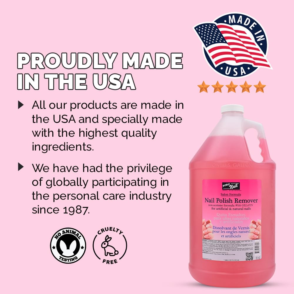 PRO NAIL Non-Acetone Nail Polish Remover – Professional, Maximum Strength, 1 Gallon