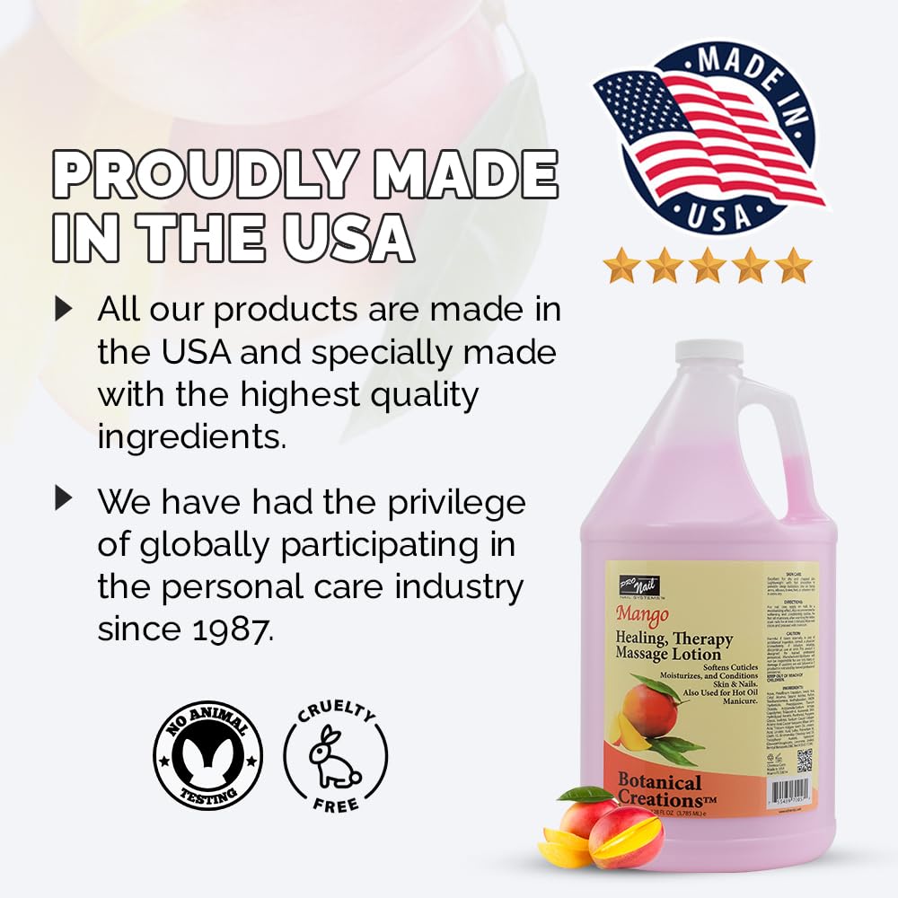 PRO NAIL Healing Therapy Massage Lotion Mango – 1 Gallon | Professional Pedicure, Body & Hot Oil Manicure
