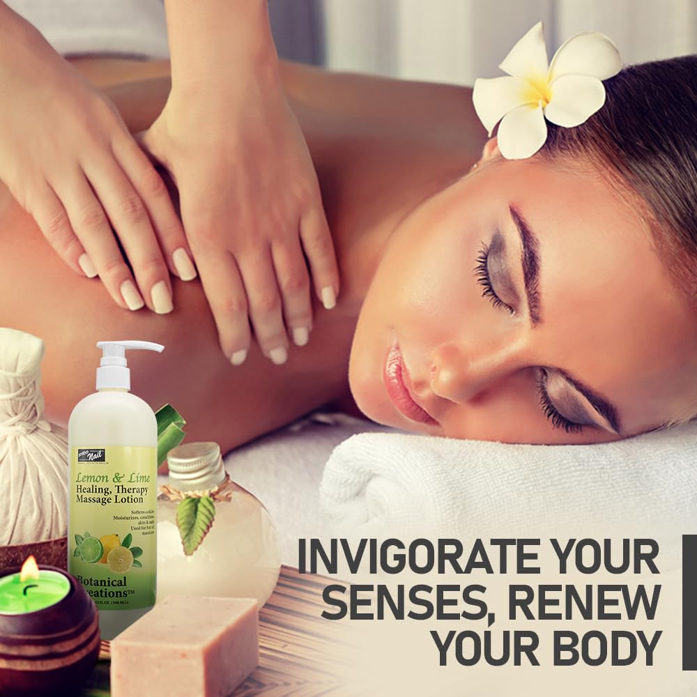 PRO NAIL Healing Therapy Massage Lotion – 32 oz Lemon & Lime for Professional Pedicure & Body Care