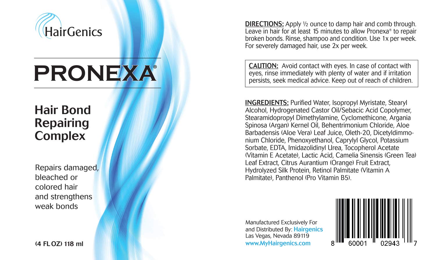 Pronexa Hair Bonder Bond Repairing Complex – Damaged Hair, 4 oz (8 treatments)