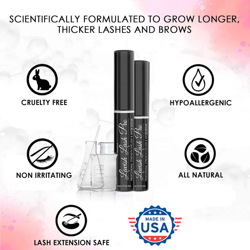 Lavish Lash Pro by Pronexa Hairgenics — Professional Strength Eyelash & Eyebrow Growth Serum (5 mL, 6-Month Supply)