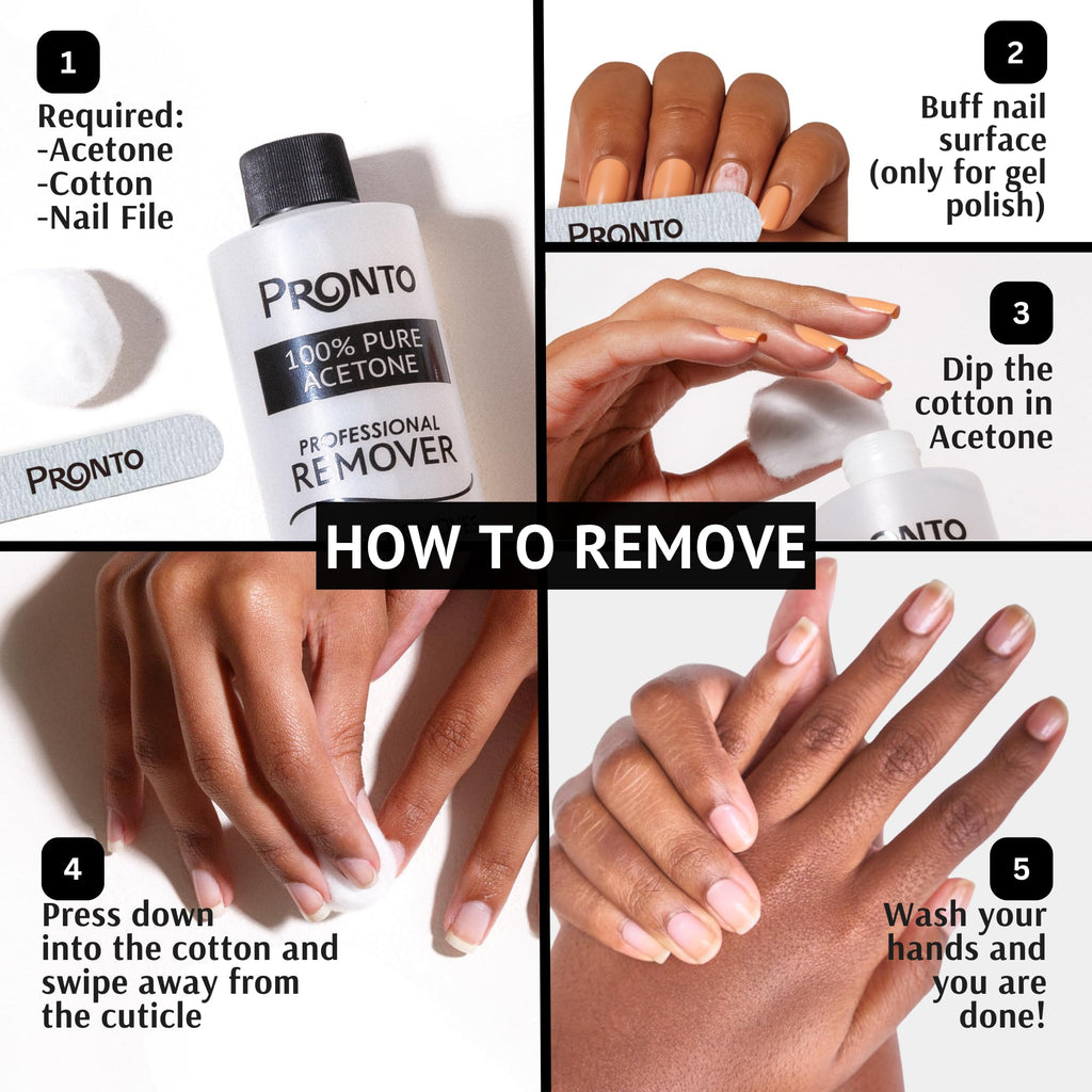 Pronto 100% Acetone Nail Polish Remover - 16 Fl Oz | Gel, Glue, & Acrylic Remover