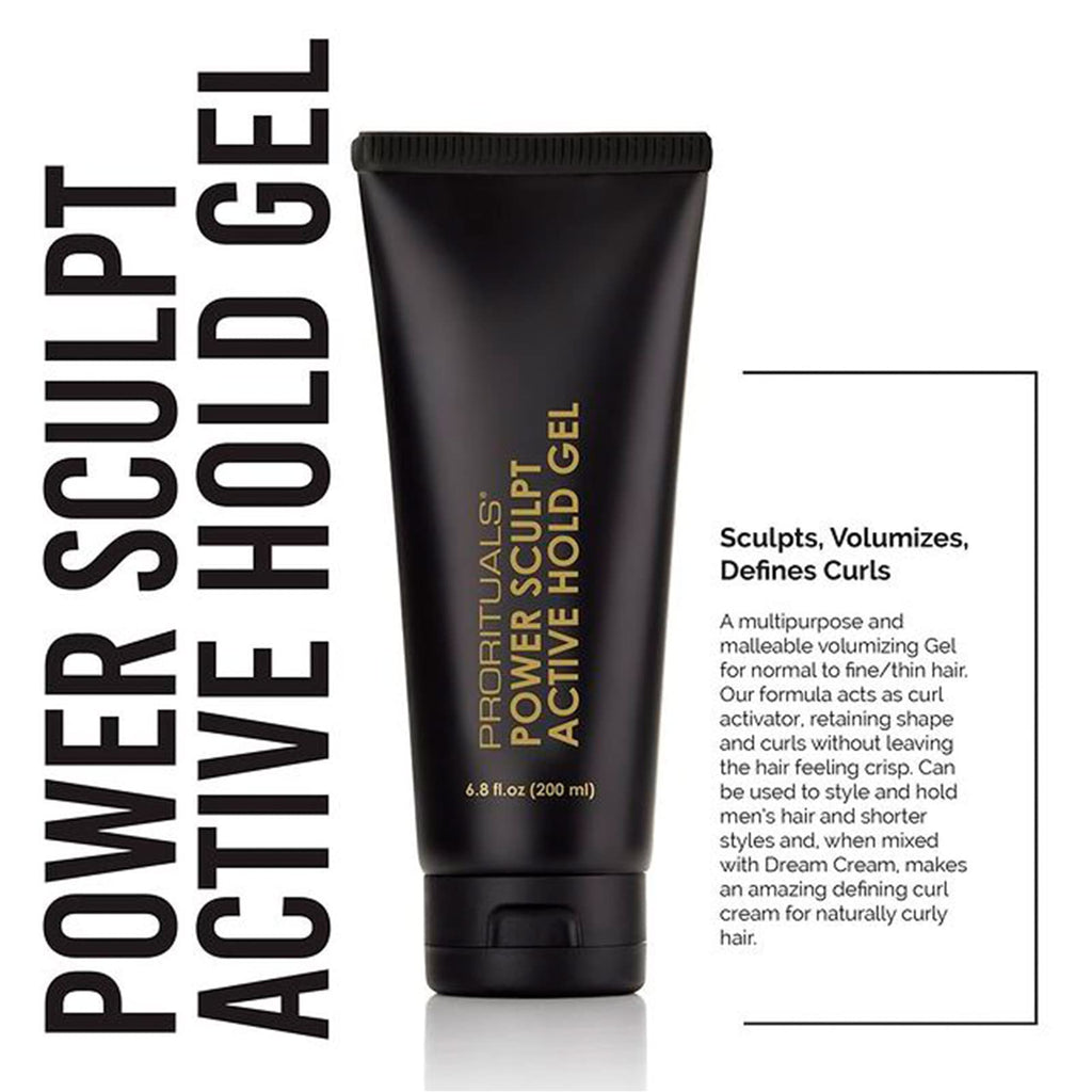 Prorituals Power Sculpt Active Hold Gel for Men – Light Hold, Aloe & Almond Oil, 6.8 fl oz