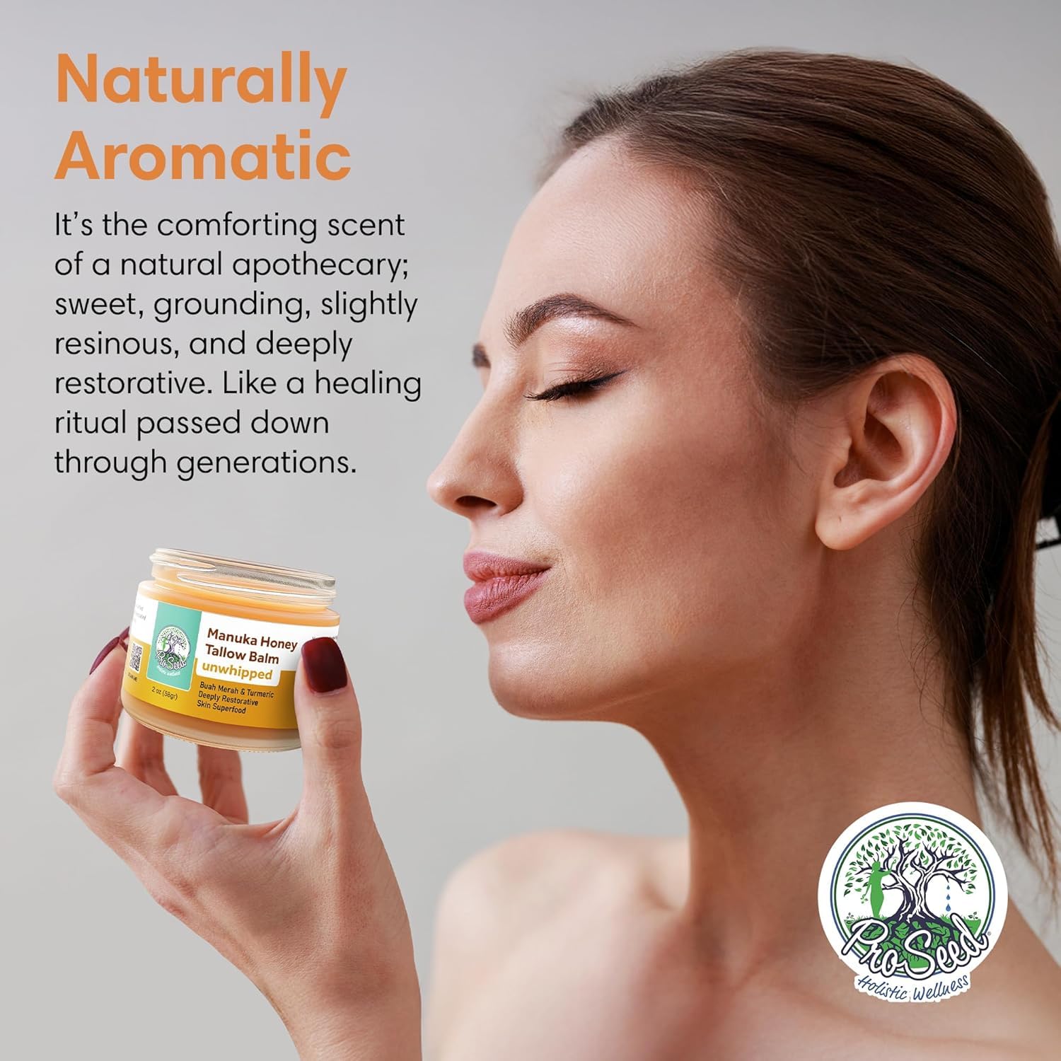 Manuka Honey Unwhipped Tallow Balm by ProSeed Holistic Wellness – Hydrating Balm for Face, Hands & Body