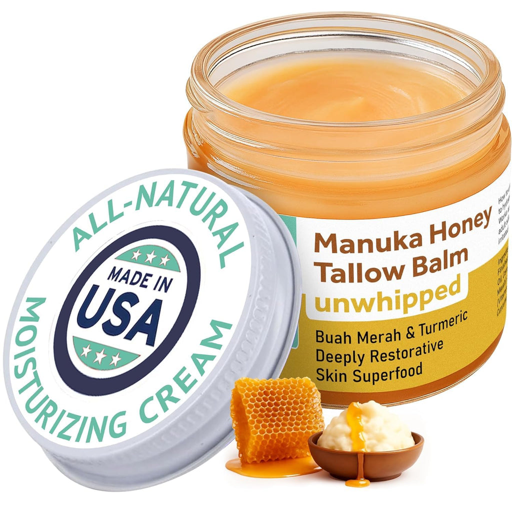 Manuka Honey Unwhipped Tallow Balm by ProSeed Holistic Wellness – Hydrating Balm for Face, Hands & Body