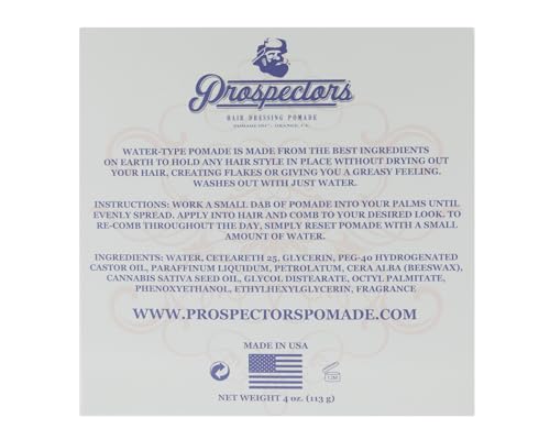 PROSPECTORS Diamond Hair Pomade 4 oz Tin — Medium Hold, Satin Shine