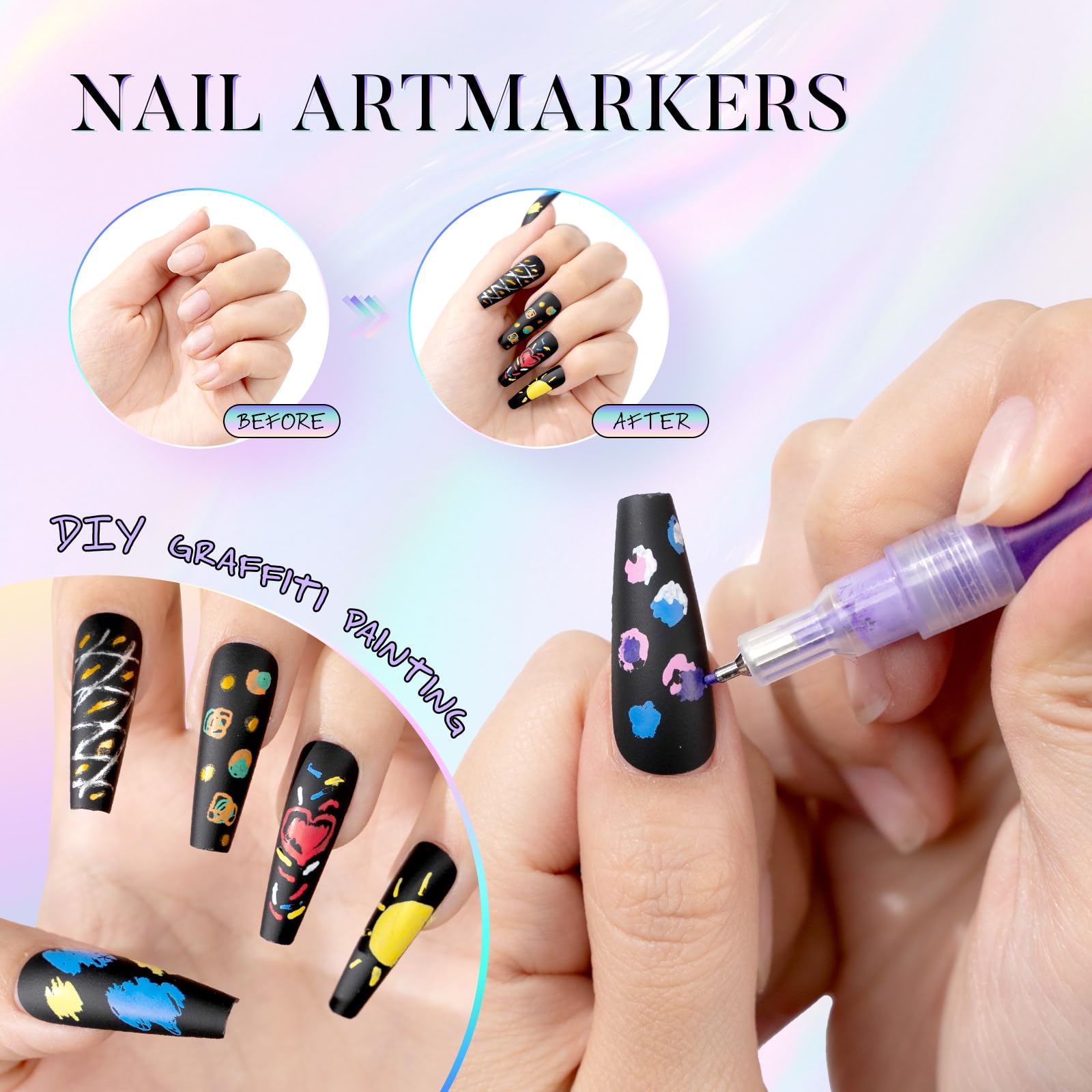 PROTECTMETER Nail Art Pens — 12 Colors, 0.5mm Fine Tip, Quick-Dry Water-Based Kit