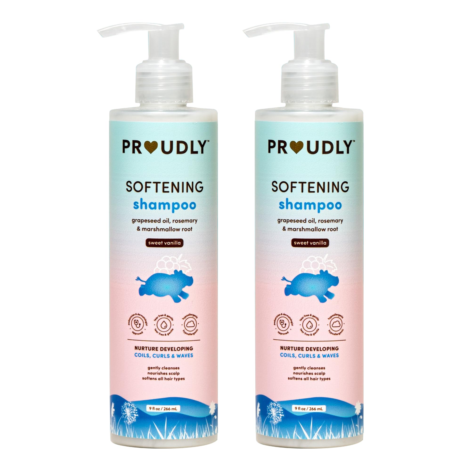 PROUDLY Softening Shampoo by Gabrielle Union & Dwyane Wade — Tear-Free, Dermatologist-Tested, 2 x 9 oz