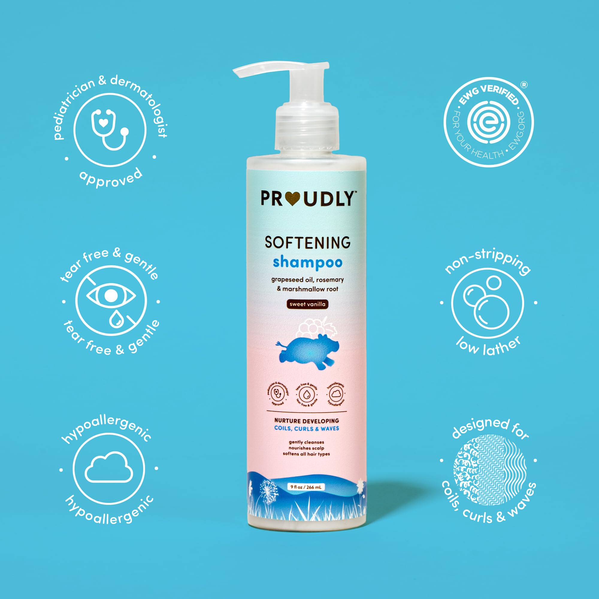 PROUDLY Softening Shampoo by Gabrielle Union & Dwyane Wade — Tear-Free, Dermatologist-Tested, 2 x 9 oz