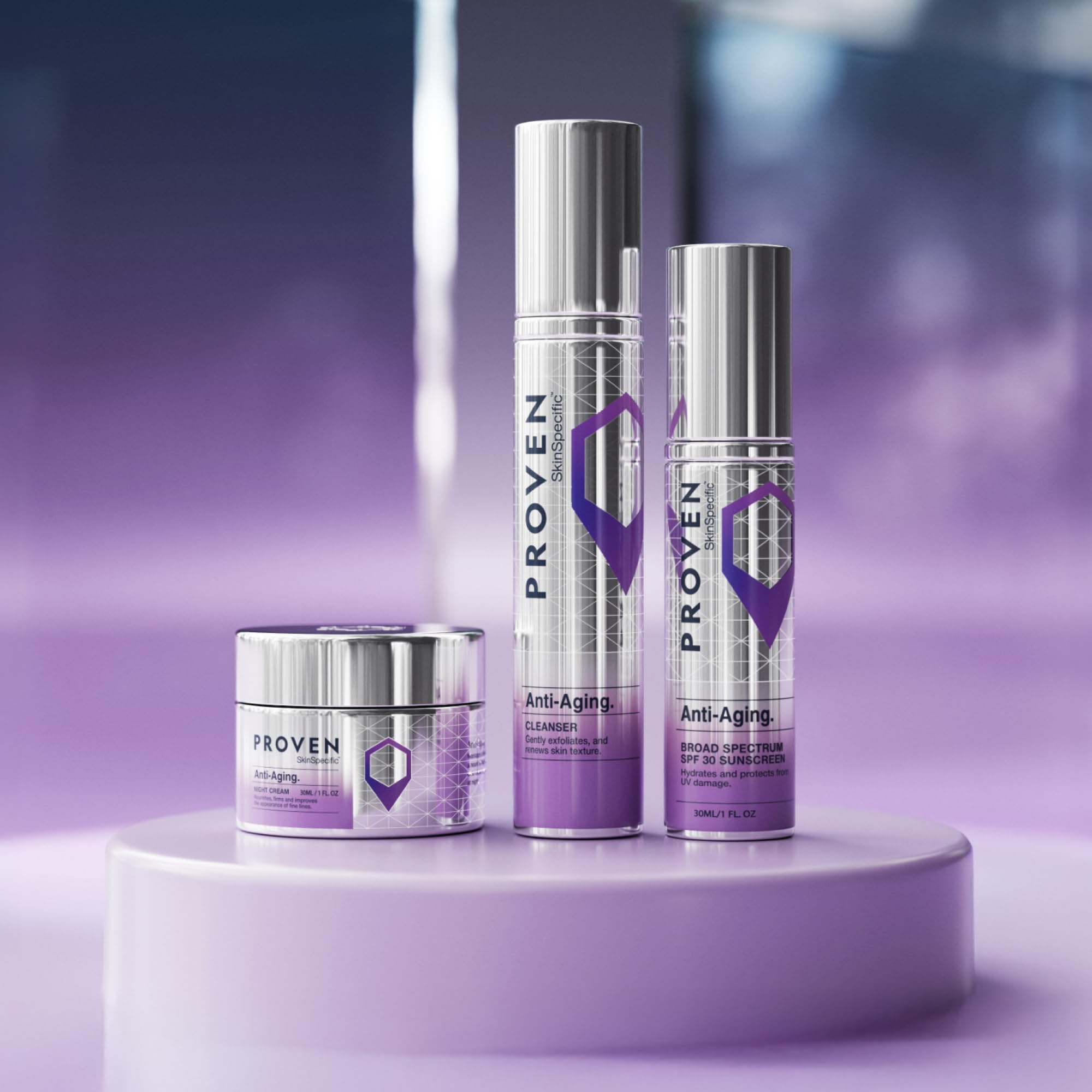 PROVEN SkinSpecific Anti-Aging Routine — 3-Step System (Cleanser, Night Cream & SPF 30)
