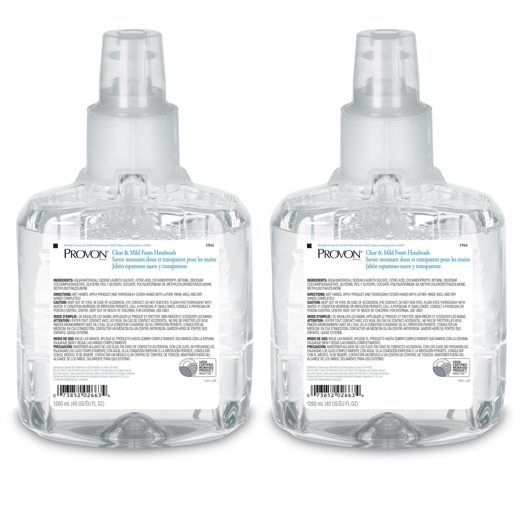 Provon LTX-12 Clear & Mild Foam Handwash Refill 1200 mL Pack of 2 - EcoLogo Certified