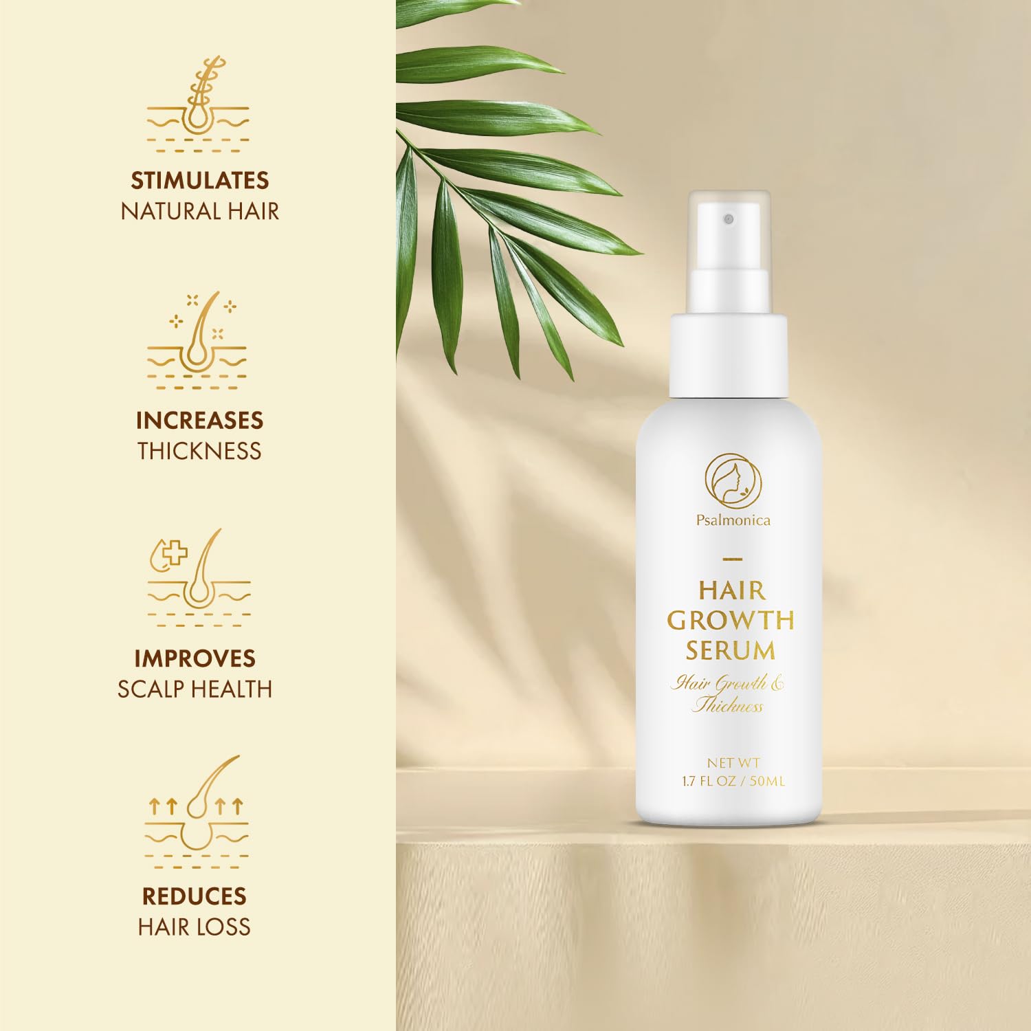 Psalmonica Hair Growth Serum - Rosemary, Batana Oil, Castor Oil, Rice Water, Biotin | 50 ml