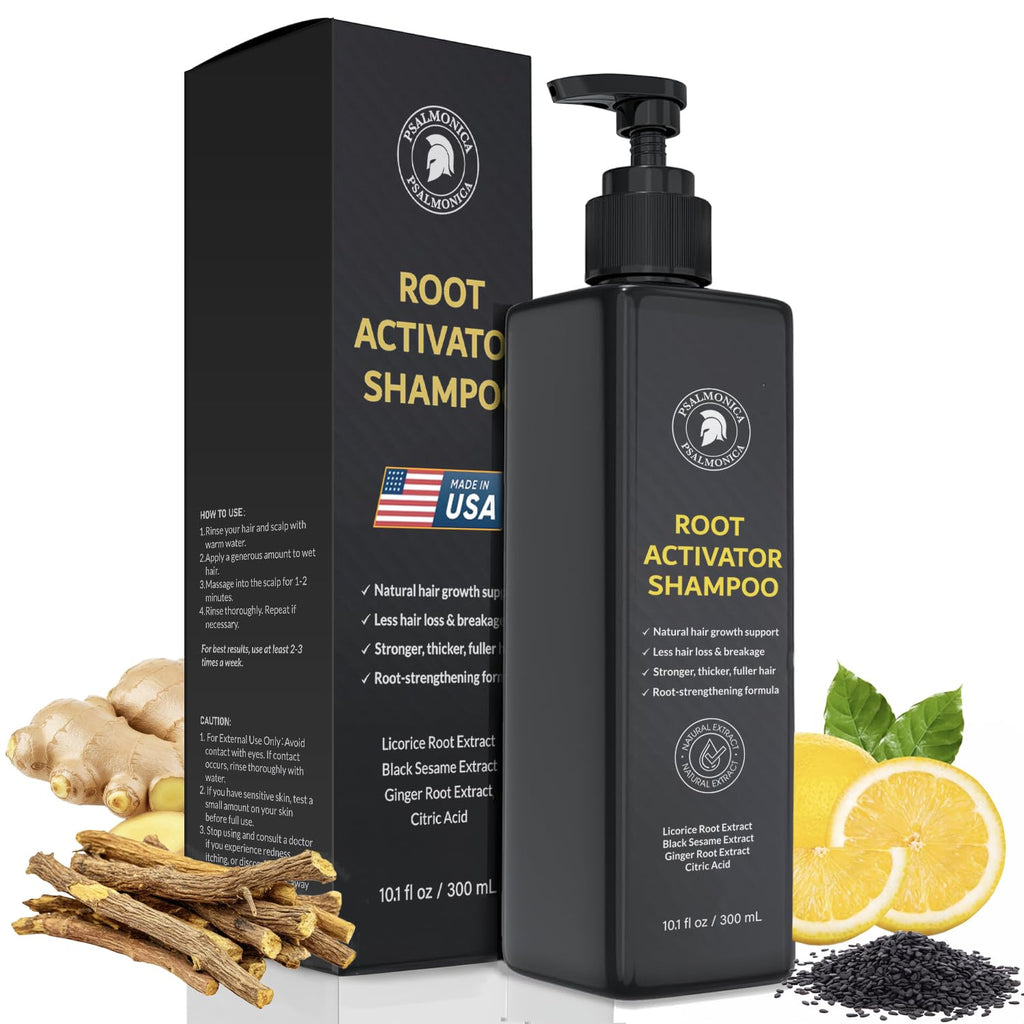 Psalmonica Root Activator Shampoo for Men – Herbal, Made in USA, Sulfate-Free