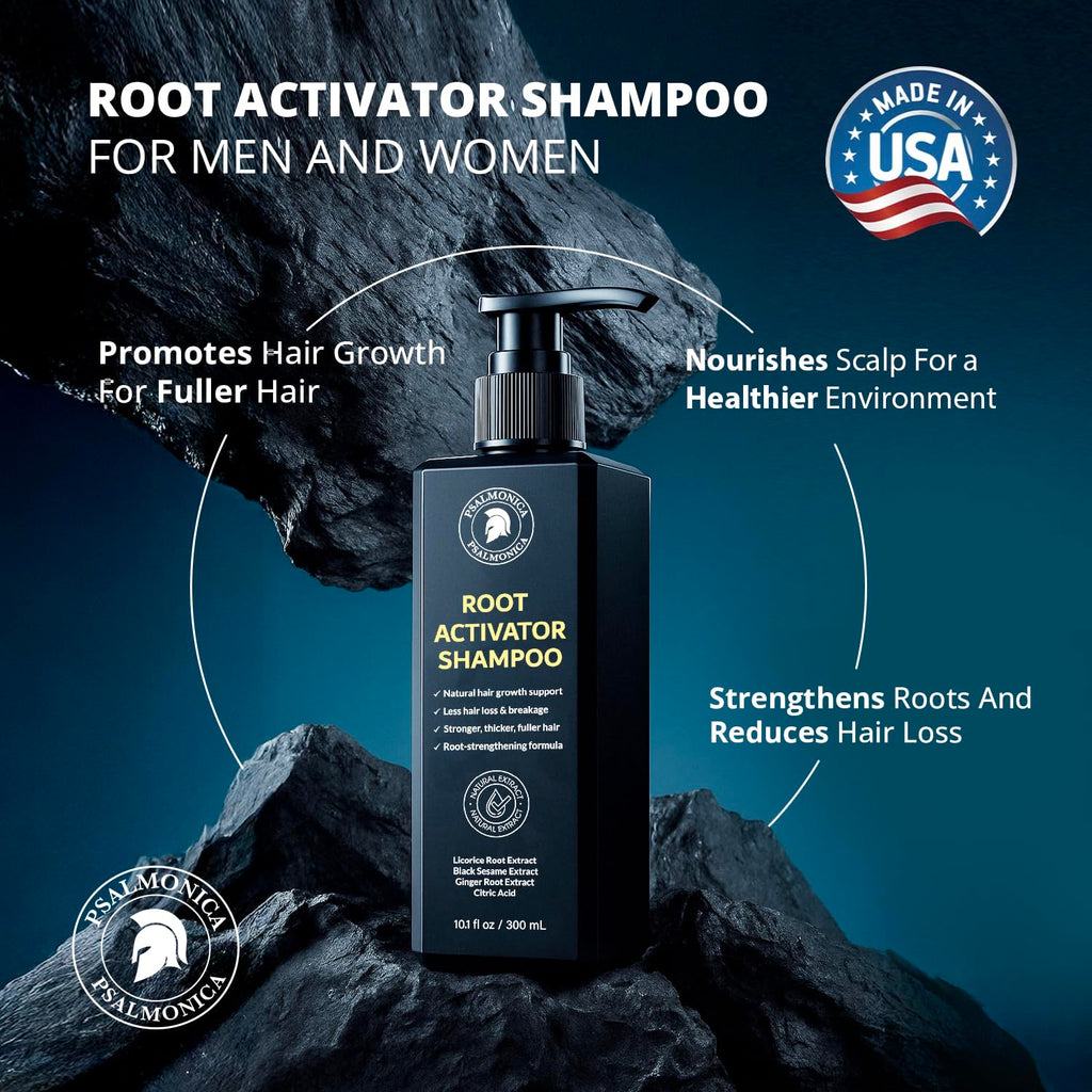 Psalmonica Root Activator Shampoo – Hair Growth & Fuller-Looking Hair for Men & Women (10.1 Fl Oz x2)